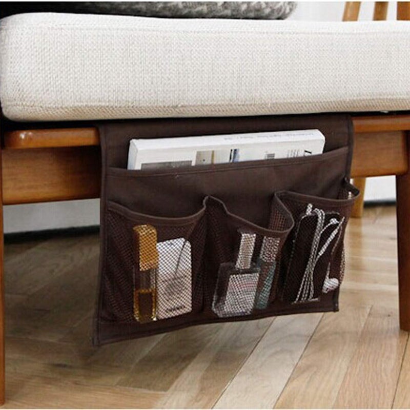DuomiW Bedside Storage Organizer, Bedside Caddy, Table Cabinet Storage Organizer, TV Remote Control, Phones, Magazines, Tablets, Accessories (Brown) - Image 5
